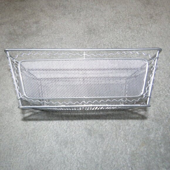 Silvertone Wire Mesh Decorative Rectangle Basket - Picture 7 of 16
